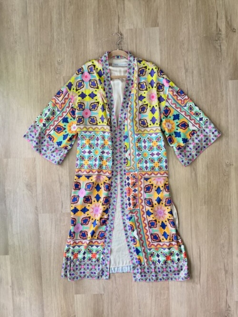 Zara Multicolor Mosaic Kimono Duster EUC M